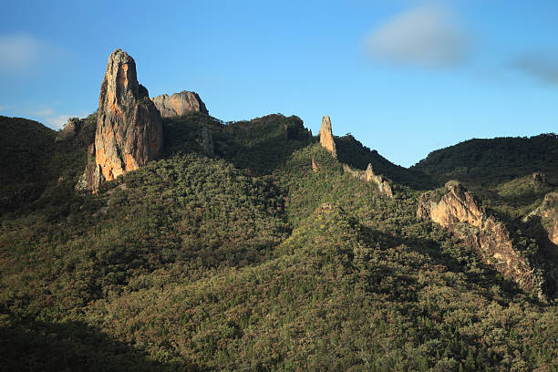 The Warrumbungle National Park, New South Wales, Australia, is a popular national park for camping, walking trails and soaking up nature. The old volcanic formations are evidence of its dramatic origins long ago.