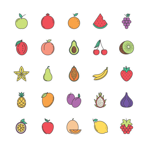 Cute Fruit Icon Simple fruit icon starfruit stock illustrations