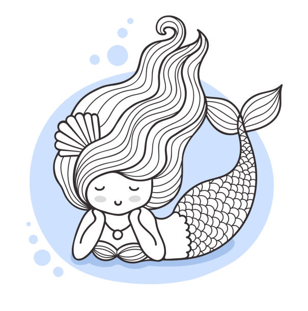 istock Beautiful lying dreamy mermaid. Cute cartoon character. 1157974340