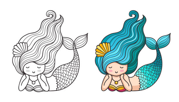 istock Lying dreamy mermaid. Cute cartoon character. 1157975266
