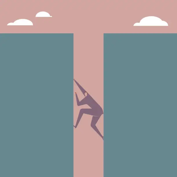 Vector illustration of Businessman rock climbing