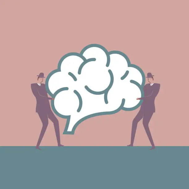 Vector illustration of Two businessmen carrying brain