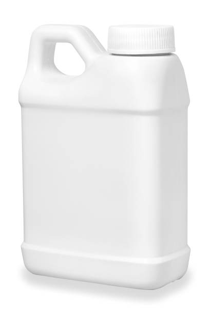 small white plastic canister isolated on white diagonal view