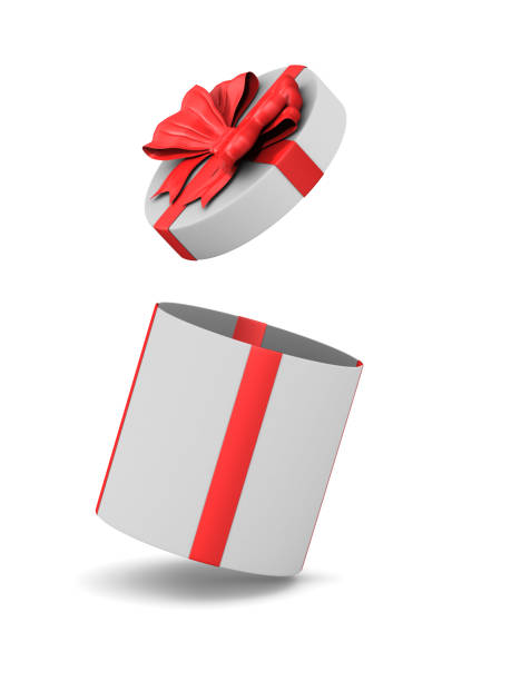 istock open white gift box with red bow on white background. Isolated 3D illustration 1157980481