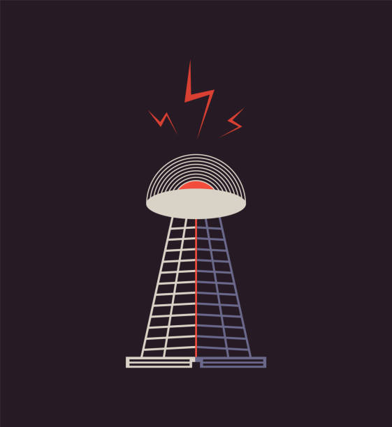 illustrazioni stock, clip art, cartoni animati e icone di tendenza di torre di comunicazione - tower isometric communications tower antenna