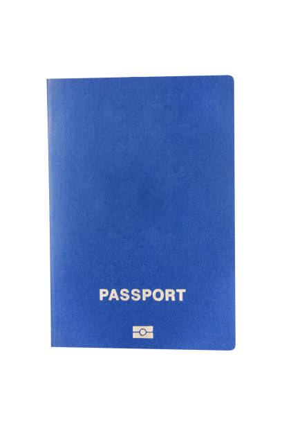 istock Blue empty biometrical foreign passport of citizen isolated on white background without shadow 1157981749