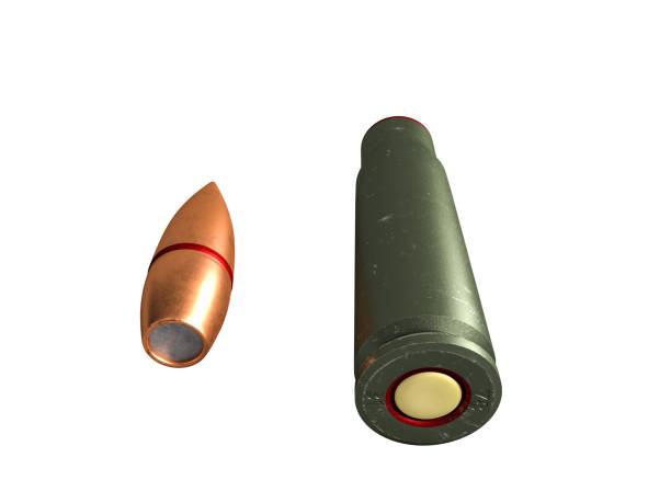 istock cartridge 7.62x39 mm, Russian and Soviet army, isolated. 3d rendering 1157983135