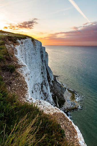 The White Cliffs of Dover and English channel at Sunrise