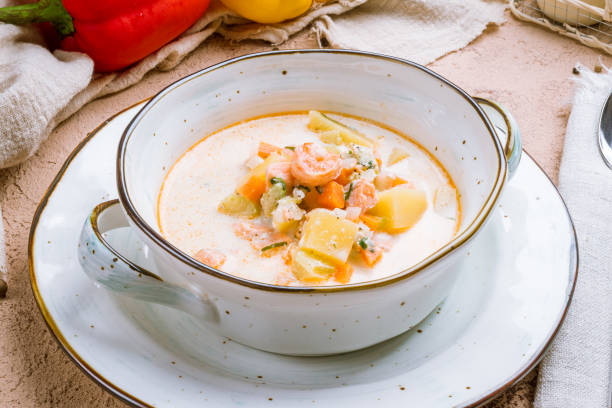 istock creamy soup with seafood 1157985159
