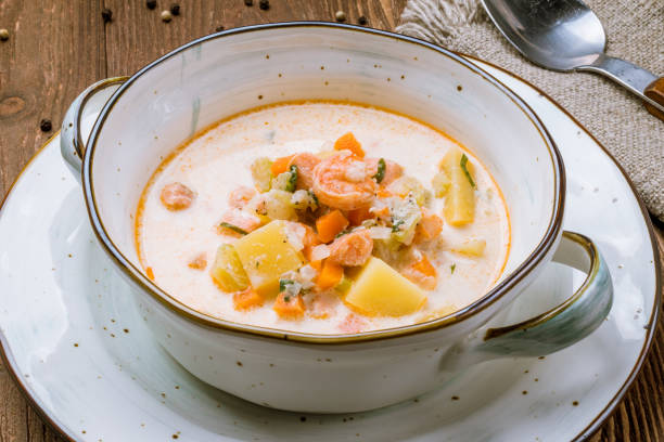 istock creamy soup with seafood 1157985349