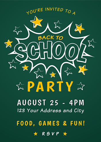Back to School Party Invitation Template.