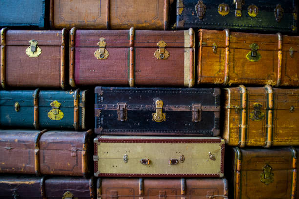 istock Stacked vintage travel suitcases 1157986834