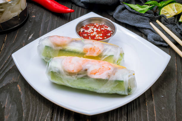 istock Fresh Spring Roll with shrimps, Vietnamese Food 1157988345