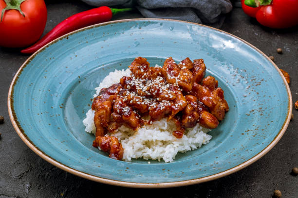 istock chicken with rice in Chinese sauce 1157996848