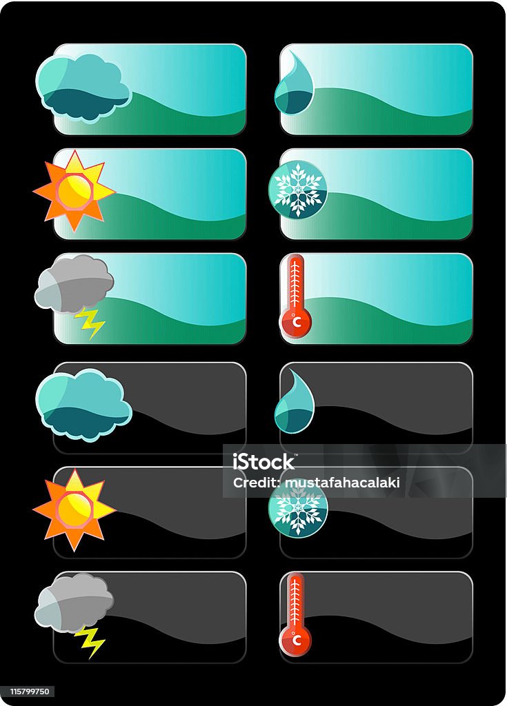 Prévisions météorologiques à boutons - clipart vectoriel de Bleu libre de droits