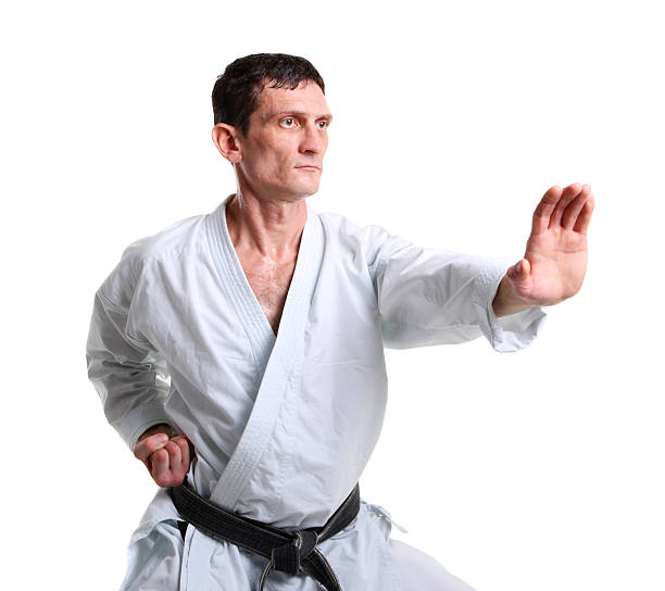 Karate. Man in a kimono stock photo