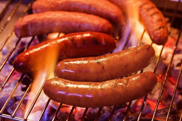 istock Grilling bratwursts 115800045