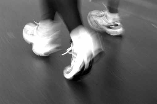 Runners feet during a race