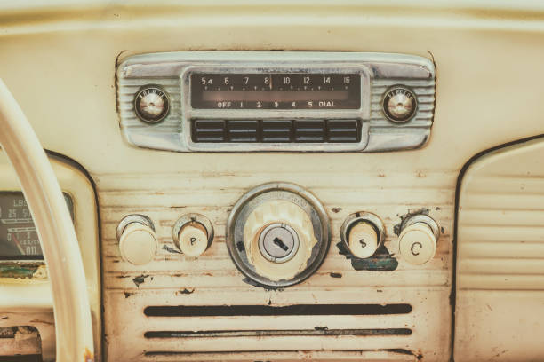 istock Retro styled image of an old car dashboard 1158013610