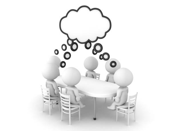 istock 3D Rendering of brainstorming meeting concept 1158016012