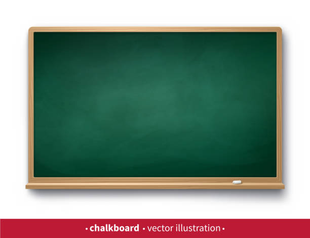 tablica z drewnianą ramą z kawałkiem kredy - blackboard blank chalk green stock illustrations