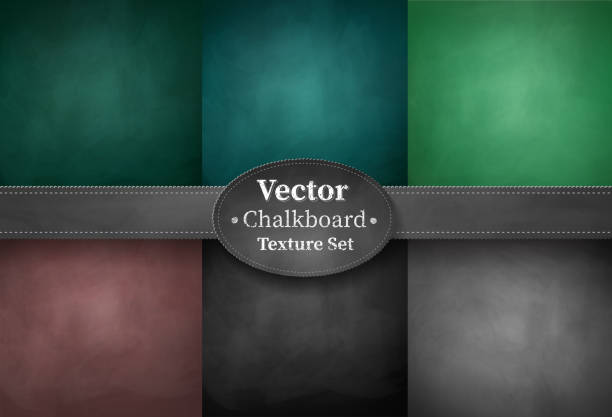 Set of school chalkboard backgrounds Vector collection of black, brown and green colored school chalkboard backgrounds. blackboard stock illustrations