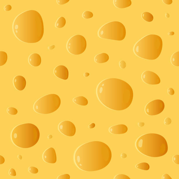 Vector swiss cheese seamless texture Vector swiss cheese realistic seamless texture or background with large holes. swiss cheese slice stock illustrations