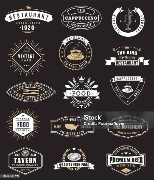 Logotypes And Badges For Restaurant Stock Illustration - Download Image Now - Logo, Retro Style, Old-fashioned
