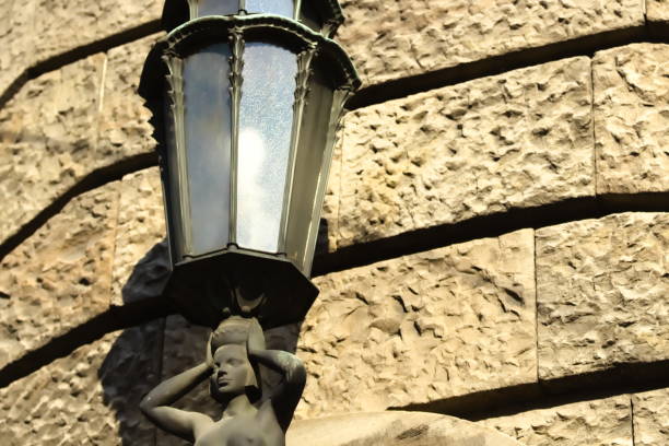 street lamps and beautiful buildings defocused at the background