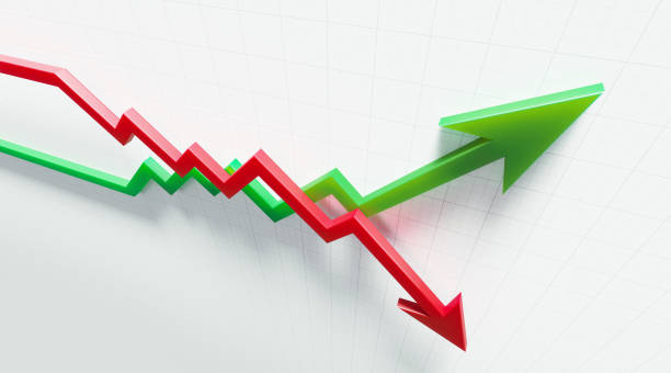 istock Red And Green Arrows Over Graph Paper Background 1158023057