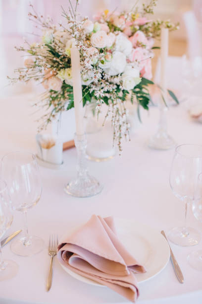 istock cutlery decor restaurant flowers table style white 1158023707