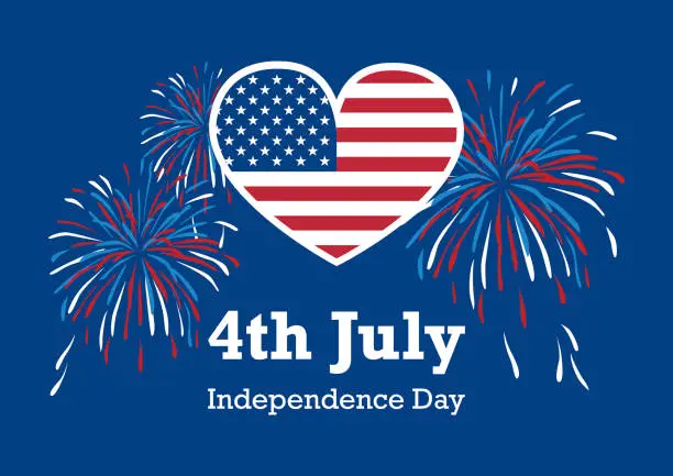 Vector illustration of USA Independence Day American flag heart vector