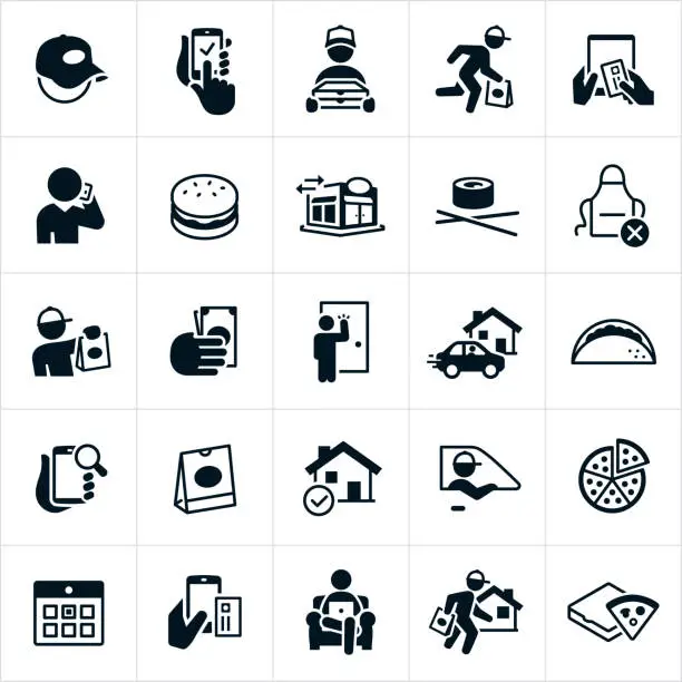 Vector illustration of Restaurant Delivery Icons