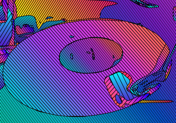 ilustrações de stock, clip art, desenhos animados e ícones de abstract vibrant background with vivid color gradients and lines - spectrum rainbow backgrounds disco