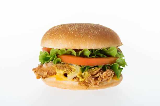 istock delicious unhealthy chicken burger isolated on white 1158030497