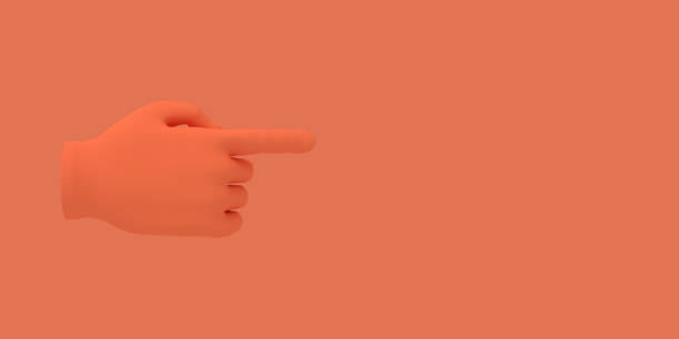 istock Cartoon hand with index finger.. Illustration on red color background. 3D-rendering. 1158031833