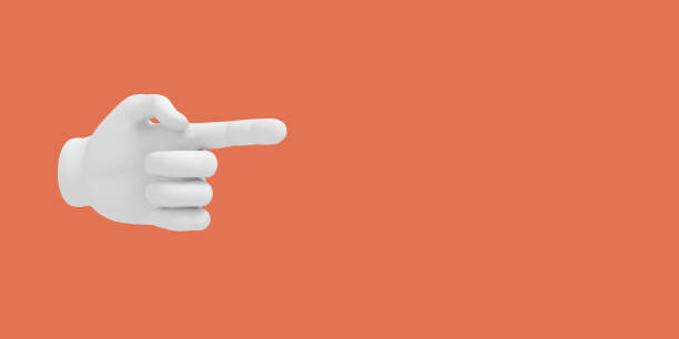 istock Cartoon hand with index finger.. Illustration on red color background. 3D-rendering. 1158032573