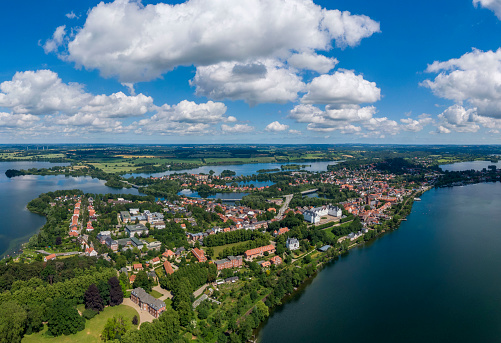 Aerial view of Ploen city in Germany