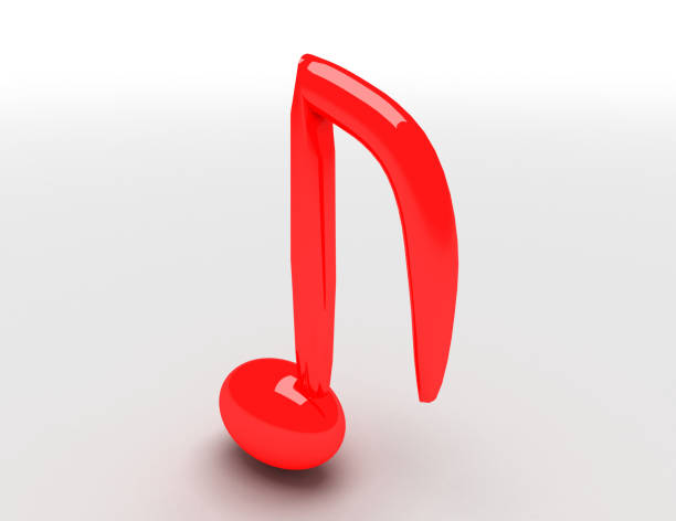 istock 3d illustration of red music note isolated on white background. 1158033430