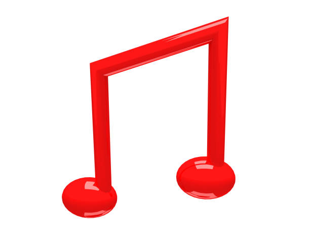istock 3d illustration of red music note isolated on white background. 1158033488