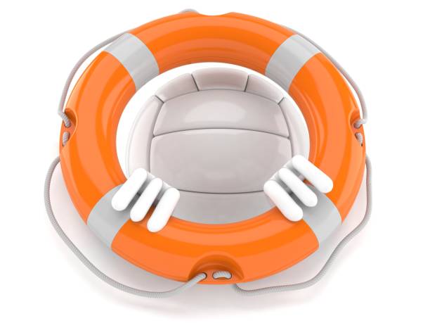istock Volley ball character inside life buoy 1158034062