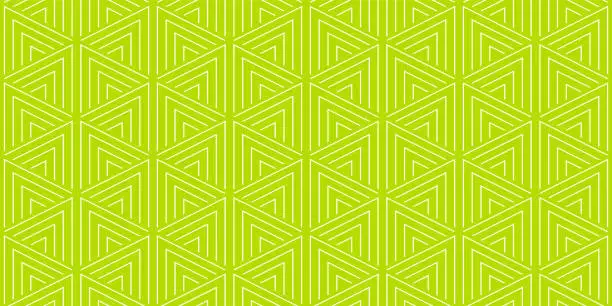 Vector illustration of Summer background geometric triangle pattern seamless lemon green and white.