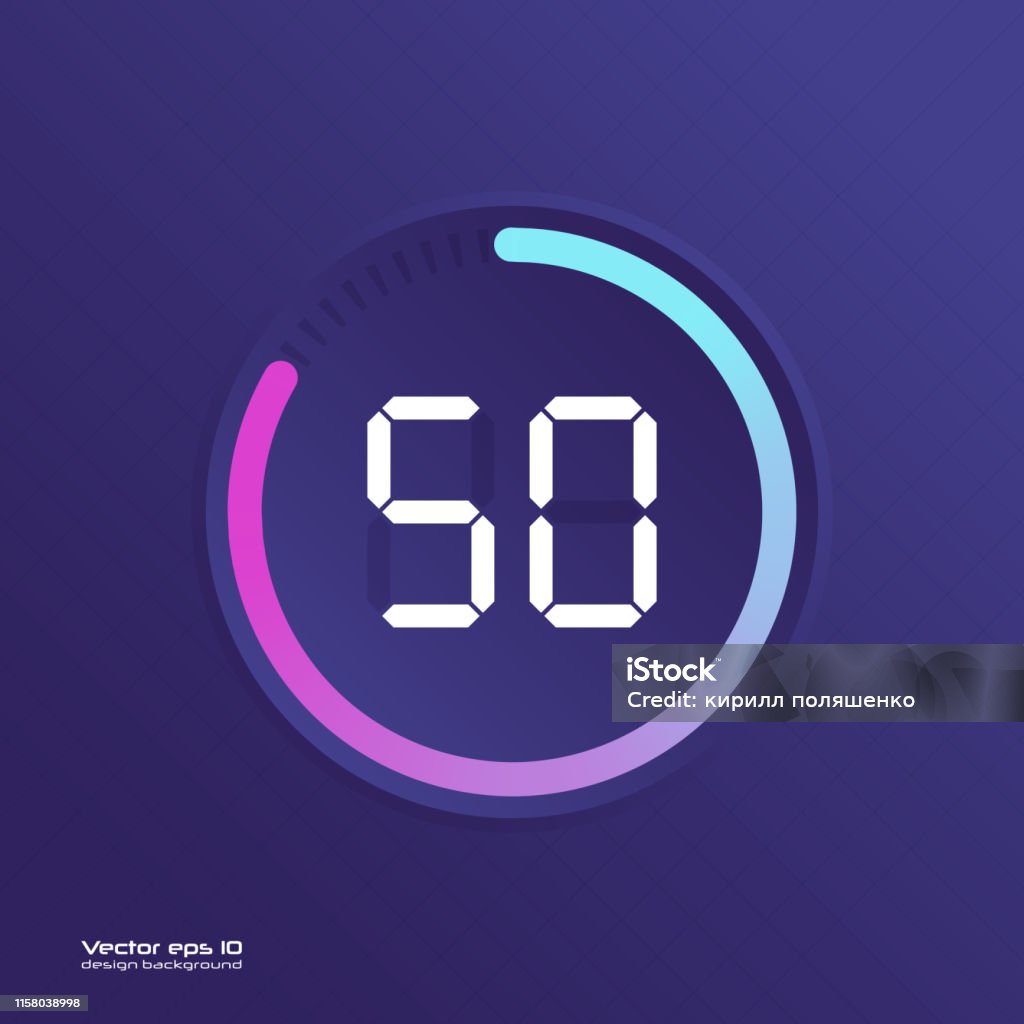 Stopwatch vector icon Stopwatch vector icon, digital timer. Vector digital count down circle board with circle time pie diagram. Watch outline style design, designed for web and app. 45 RPM stock vector