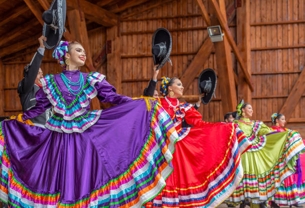 Singers from Mexico in traditional costume Timisoara: Group of dancers from Mexico in traditional costume present at the international folk festival "International Festival of hearts" organized by the City Hall. tradition stock pictures, royalty-free photos & images