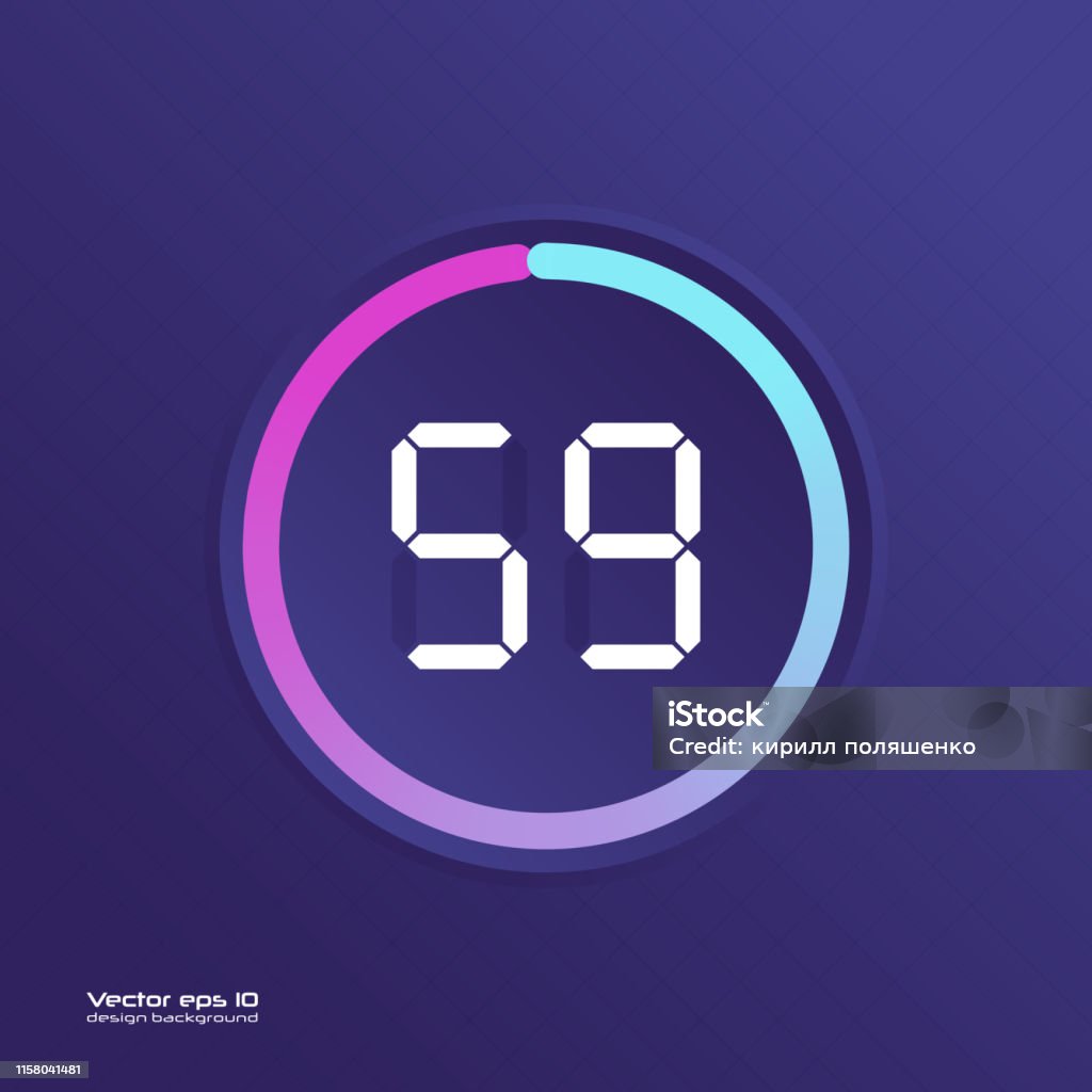 Stopwatch vector icon Stopwatch vector icon, digital timer. Vector digital count down circle board with circle time pie diagram. Watch outline style design, designed for web and app. 45 RPM stock vector