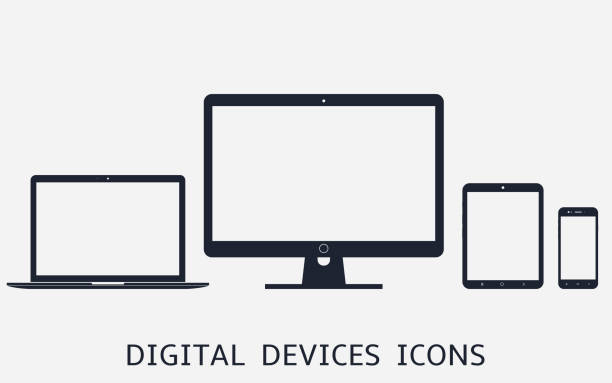レスポ  ンシブウェブデザインのデジタルデバイスアイコンベクトルイラストのセット - パソコン点のイラスト素材／クリップアート素材／マンガ素材／アイコン素材
