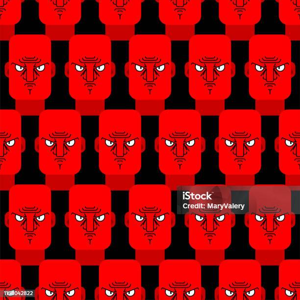 Angry Red Patterns Angry Face Red Pattern Seamless Evil Emotion Background Dissatisfied ...