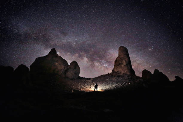 istock Person Light Painted in the Desert Under the Night Sky 1158047346