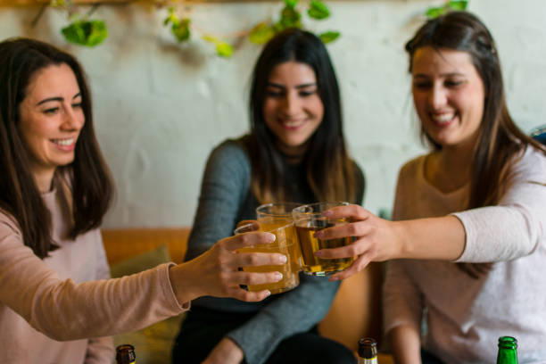 istock Happy friends group drinking beer at brewery bar restaurant 1158048194