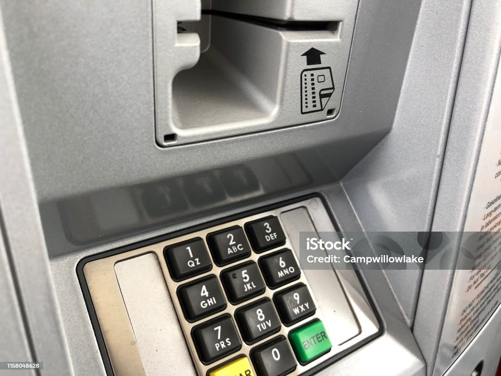 Gas Pump Credit Card Slot And Data Entry Key Pad Stock Photo